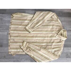 Tommy Bahama Button Up Shirt Men's Size Large L Striped Yellow Long Sleeve